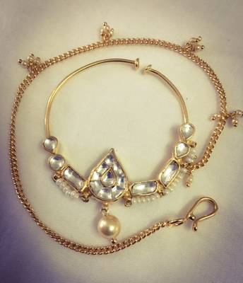 golden kundan nose ring 2