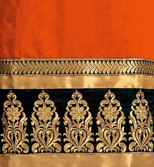 Orange chanderi embroidered Straight suits Dress material 3