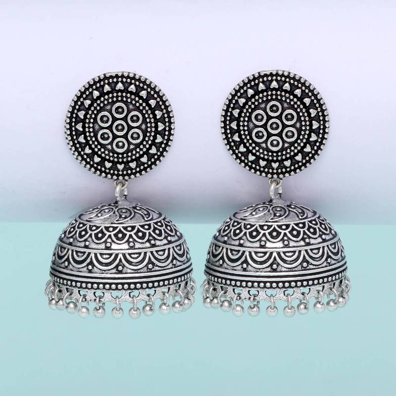 Handmade Oxidised Silver Tone Jhumka Earrings