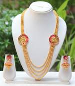 Green Maroon Artificial Laxmi Design Necklace Set