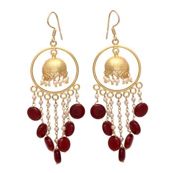 Maroon Golden Kashmiri Jhumki 1