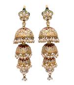 Royal Jadua Enamel Work Pearl Jhumki