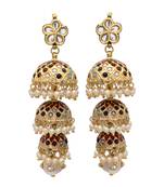 Multicolor Jadau Enamel Work Pearl  Jhumki
