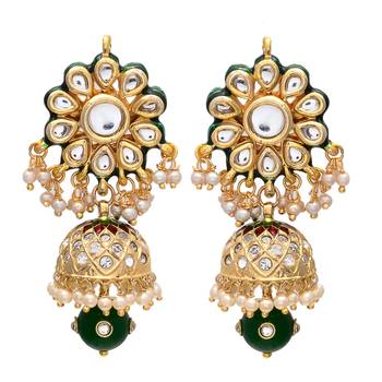 Green Golden Kundan Jhumki 1