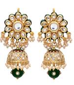 Green Golden Kundan Jhumki