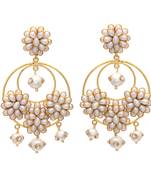 White Pacchi Work Pearl Chand Bali