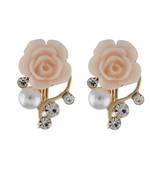 Floral Shape Beige colour alloy Earrings for girls and womens