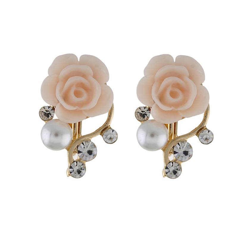 Floral Shape Beige colour alloy Earrings for girls and womens
