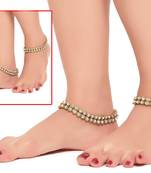 Gold Finishing White Stone Drop Patwa Payal