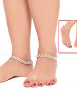 Fancy Pearl Desgin Payal With White Stone For Party Wear