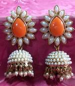 Aashiqui 2 earrings Orange polki pearls jhumka earrings
