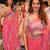 pink embroidered net saree with blouse