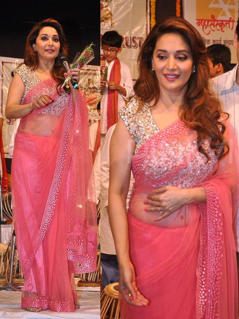 pink embroidered net saree with blouse