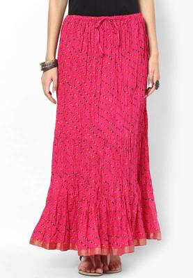 Beautiful Lehariya Printed Pink Skirt 1
