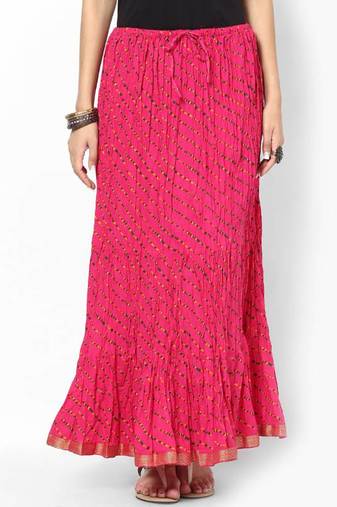 Beautiful Lehariya Printed Pink Skirt