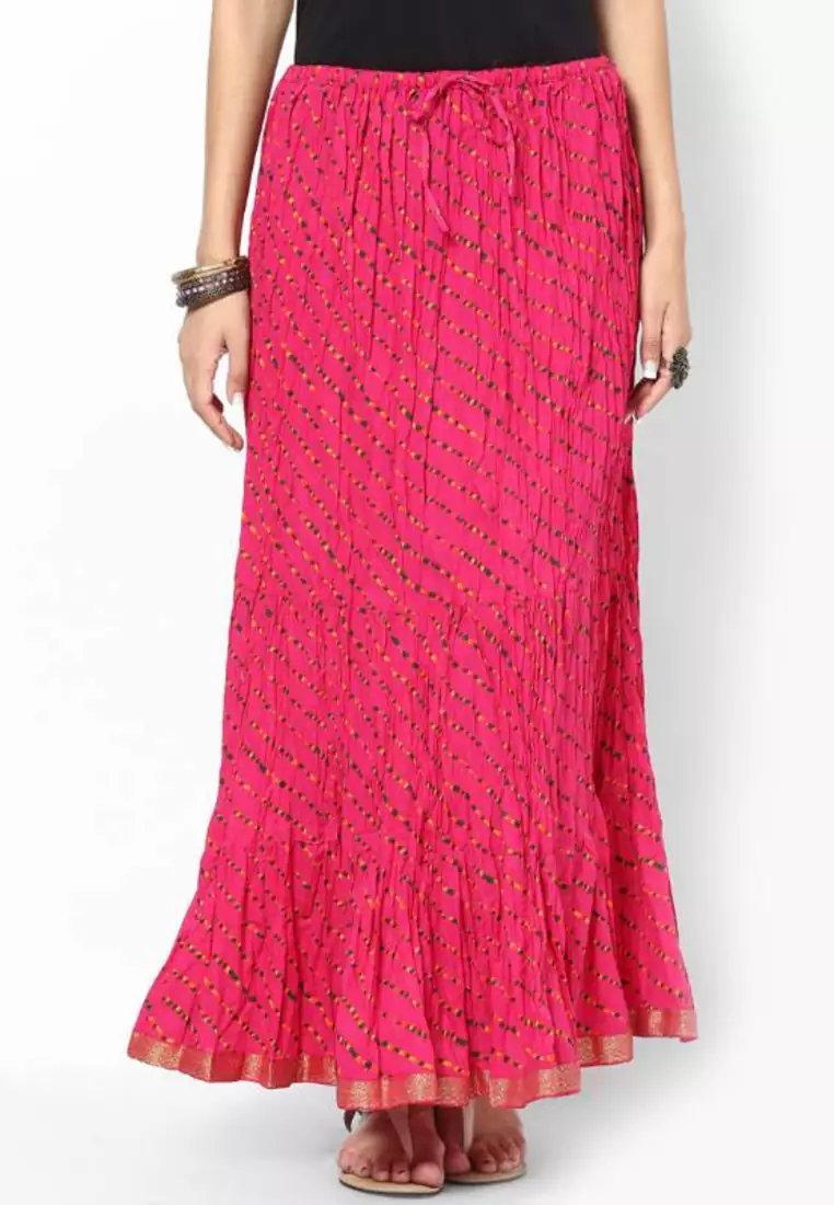 Beautiful Lehariya Printed Pink Skirt