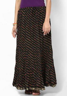 Stunning Black Printed Cotton Skirt 1