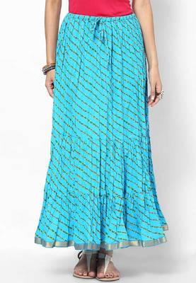 Stylish Cotton Sky Blue Printed Skirt 1