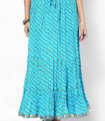 Stylish Cotton Sky Blue Printed Skirt