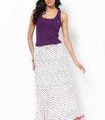 Amazing White Printed Cotton Long Skirt