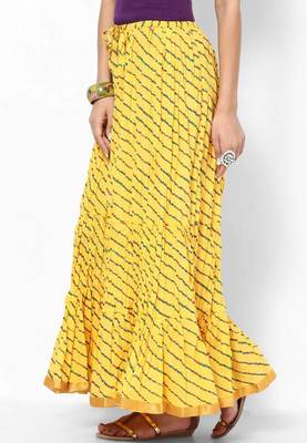 Beautiful Yellow Cotton Printed Skirt