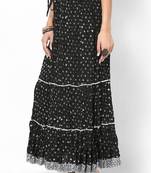 Stunning Black Cotton Skirt with silver print