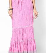 Beautiful Baby Pink Cotton Long Silver Print Skirt