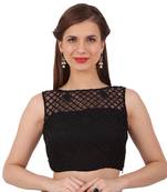 black boat neck NET ready made blouse