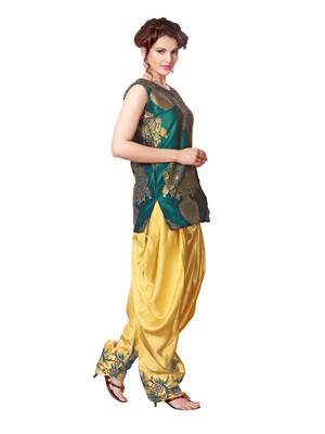 indo western dhoti pant and jacket by kmozi (Green and cream) 3