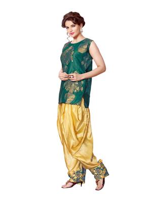 indo western dhoti pant and jacket by kmozi (Green and cream) 5