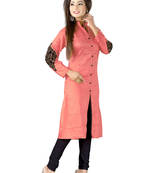 Red printed cotton kurtas-and-kurtis