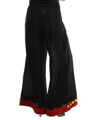 Women's Designer Black Cotton Silk Palazzo With Red Border 1