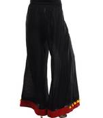 Women's Designer Black Cotton Silk Palazzo With Red Border