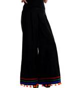 Women's Designer Black Plazzo With Red Green Blue Lines In Th Ebottom