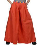 Women's Designer Orange Palazzo With Multi Colored Waist