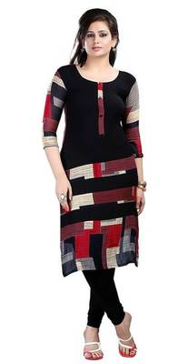 Neerza Black Printed crepe semi-stitched kurtas-and-kurtis 1
