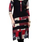 Neerza Black Printed crepe semi-stitched kurtas-and-kurtis