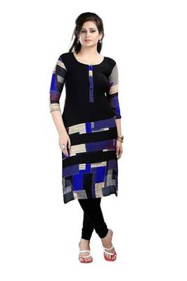 Neerza Blue Printed crepe semi-stitched kurtas-and-kurtis 1