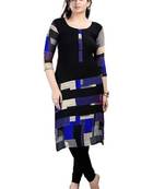 Neerza Blue Printed crepe semi-stitched kurtas-and-kurtis