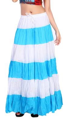 Blue cotton plain free size skirts 1