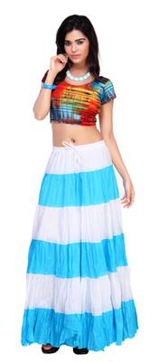 Blue cotton plain free size skirts 2