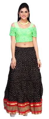Black cotton printed free size skirts 2