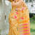 Beige printed bhagalpuri silk saree with blouse