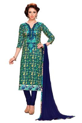 Multicolor embroidered cotton poly unstitched salwar with dupatta 1