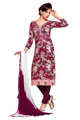 Maroon embroidered cotton poly unstitched salwar with dupatta 1