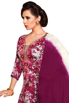 Maroon embroidered cotton poly unstitched salwar with dupatta 2