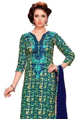 Multicolor embroidered cotton poly unstitched salwar with dupatta 2