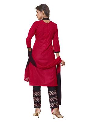 Red embroidered faux cotton salwar 4