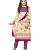 Beige embroidered faux cotton salwar