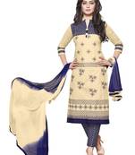 Beige embroidered faux cotton salwar